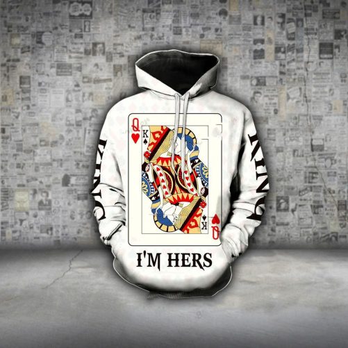 King Queen Card Kiss Couple Hoodie 1