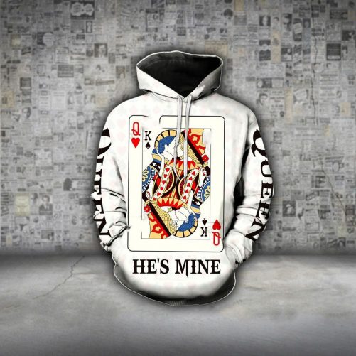 King Queen Card Kiss Couple Hoodie 2