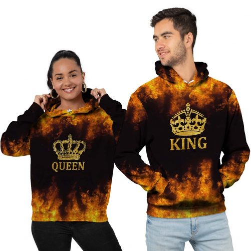 Matching 3D All Over Print Hoodie King And Queen 2
