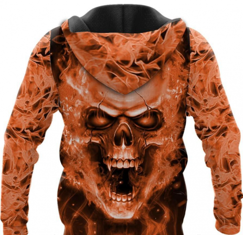 Skull Gift Orange Skull Sweater Hoodie Mens Skull Hoodies Unisex Hoodie 2