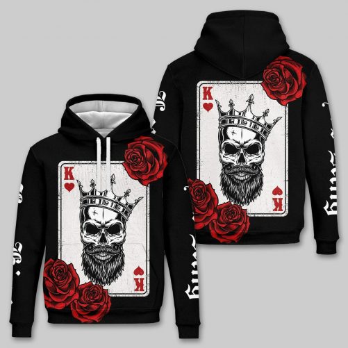 Skull Rose His Queen Her King Couple Hoodie 3D 1