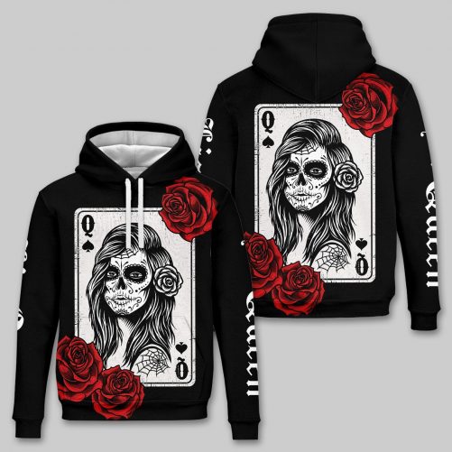 Skull Rose His Queen Her King Couple Hoodie 3D 2