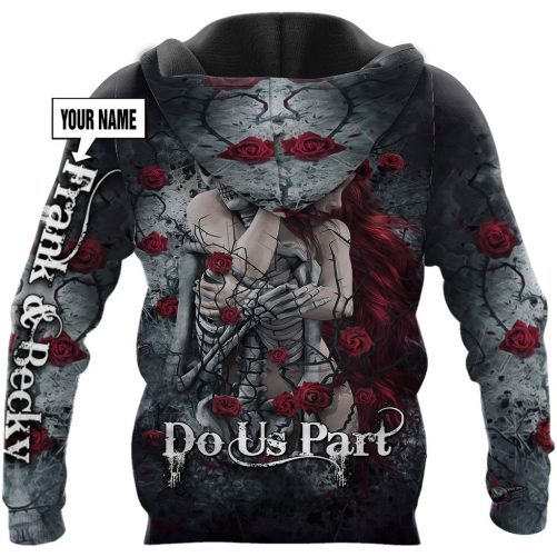 Skull Til Death Do Us Part Couple 3D Hoodie 1