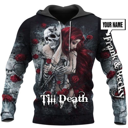 Skull Til Death Do Us Part Couple 3D Hoodie 2
