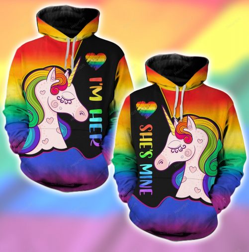 Unicorn Im Hers She Mines Couple Hoodie 1