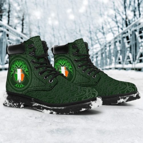 3D Celtic Ireland Flag Shamrock Boots 1