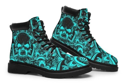 Skull Boots Blue Neon Skull 1