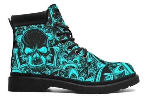 Skull Boots Blue Neon Skull 2
