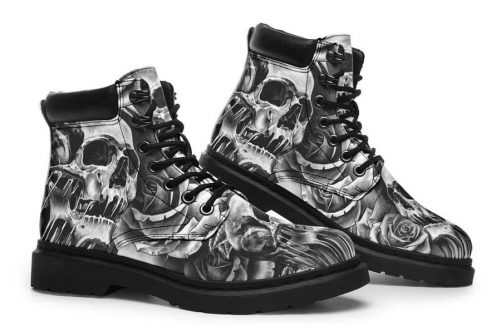 Skull Boots Grey Scary Skull 1