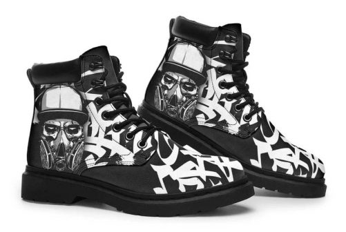 Skull Boots Skull And Gas Mask 1