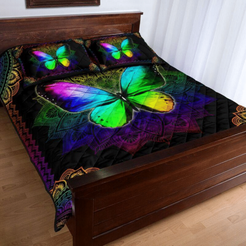 Butterfly Colorful Mandala Quilt Bed Set 2