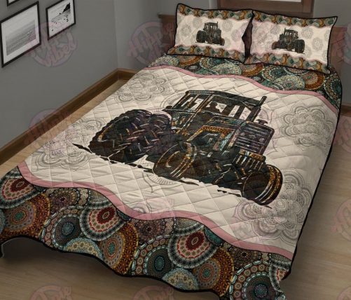 Farmer Tractor Mandala Quilt Bed Set