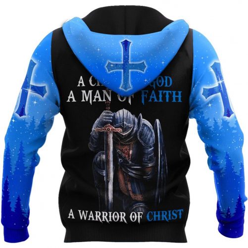 Jesus Christ Lion Blue Cross Child Of God Man Of Faith Warrior Of Christ God 3D Hoodie 3