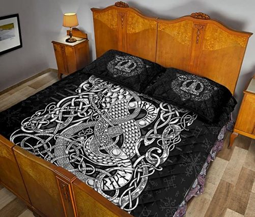 Jormungandr Viking Norse Mythology The Midgard Serpent Viking Quilt Bed Set