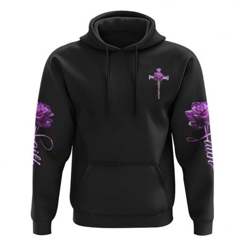 Vintage Cross Purple Rose Smoke Cross All Over Print 3D Hoodie