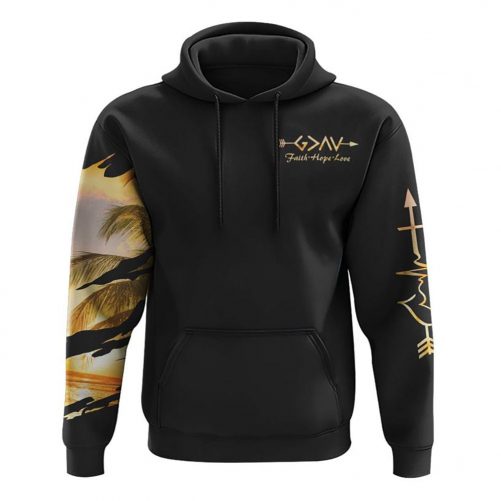 Vintage Faith Over Fear Sunset All Over Print 3D Hoodie