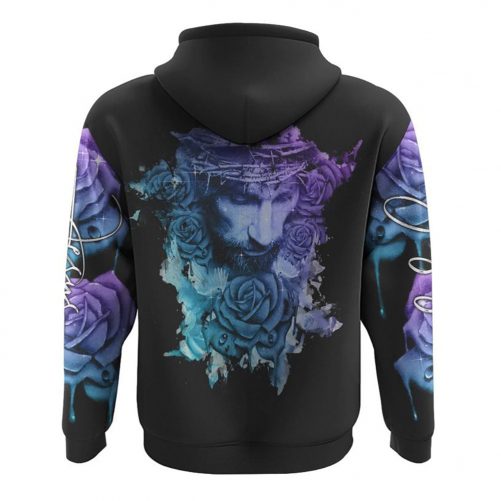 Watercolor Jesus Rose All Over Print 3D Hoodie Christian Hoodie 2