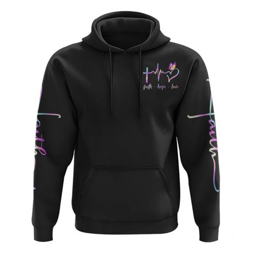 Way Maker Miracle Worker Butterfly Half Cross Text All Over Print 3D Hoodie Christian Hoodie