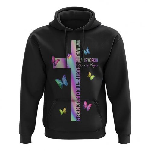 Way Maker Miracle Worker Colorful Butterfly All Over Print 3D Hoodie Christian Hoodie