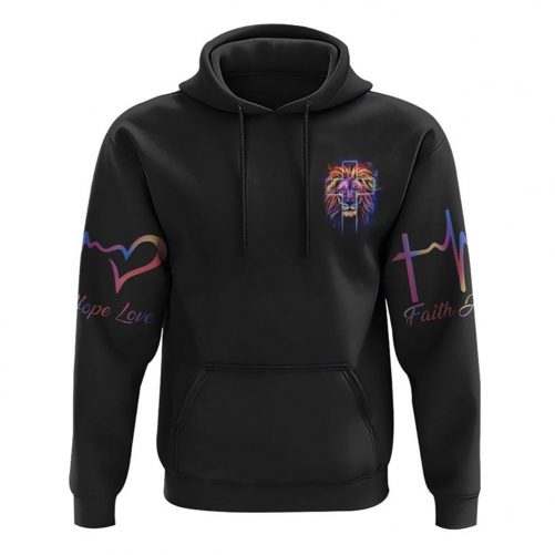 Way Maker Miracle Worker Colorful Lion Faith Heart Beat All Over Print 3D Hoodie Christian Hoodie