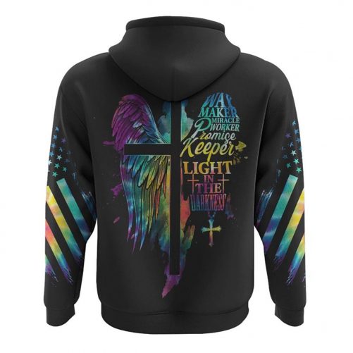 Way Maker Miracle Worker Cross Half Wings All Over Print 3D Hoodie Christian Hoodie 2
