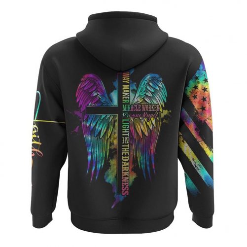 Way Maker Miracle Worker Cross Wings Tie Dye All Over Print 3D Hoodie Christian Hoodie 2