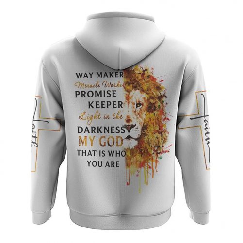 Way Maker Miracle Worker Faith Lion Watercolor All Over Print 3D Hoodie Christian Hoodie 2