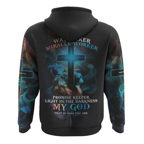 Way Maker Miracle Worker Lion Cross Light Colorful All Over Print 3D Hoodie Christian Hoodie 2