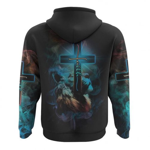 Way Maker Miracle Worker Lion Cross Smoke All Over Print 3D Hoodie 2