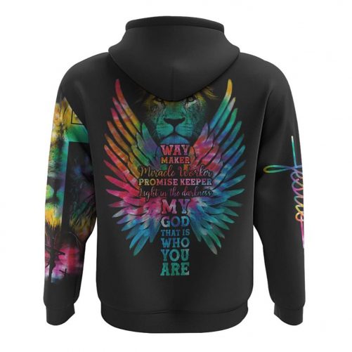 Way Maker Miracle Worker Promise Keeper Life In The Darkness Colorful Lion Wings All Over Print 3D Hoodie Christian Hoodie 2