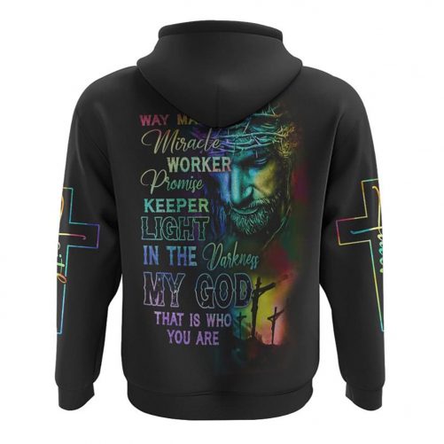 Way Maker Miracle Worker Rainbow Painting Jesus All Over Print 3D Hoodie 2