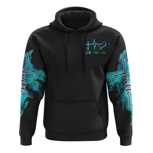 Way Maker Miracle Worker Teal Eagle Cross All Over Print 3D Hoodie