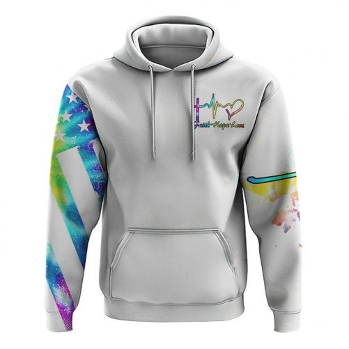 White Faith Cross Wings Colorful Watercolor All Over Print 3D Hoodie