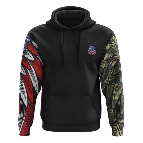 Wings Veteran American Flag Cross Smoke All Over Print 3D Hoodie