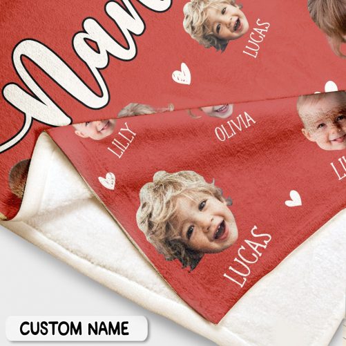 Mothers Day Gift for Nana Grandma Gift Personalized Photo Blanket Custom Baby Photo Blanket for Grandma Grandma Blanket