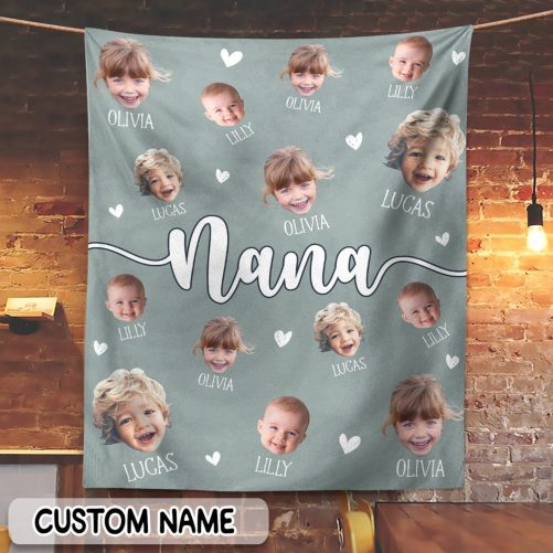 Mothers Day Gift for Nana Grandma Gift Personalized Photo Blanket Custom Baby Photo Blanket for Grandma Grandma Blanket Baby Face