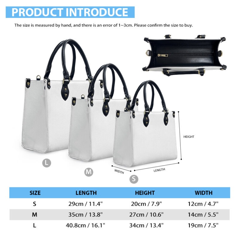 Size Chart Leather Handbag with Ziplock
