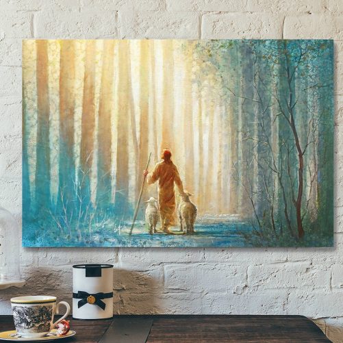The Lord Is My Shepherd Canvas Painting Christian Canvas Wall Art Jesus Christ He Leads Me Canvas Poster