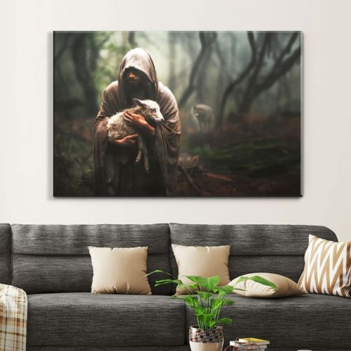 Jesus Carrying Lost Sheep Canvas