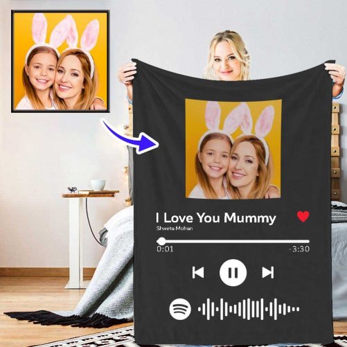 Personalized Couple Photo Blankets Custom Song Blankets black