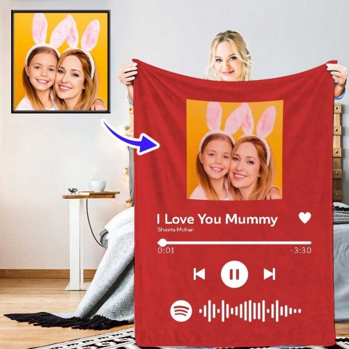 Personalized Couple Photo Blankets Custom Song Blankets red