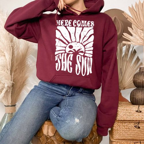 Funny Hoodie Retro Summer Here Comes The Sun 5