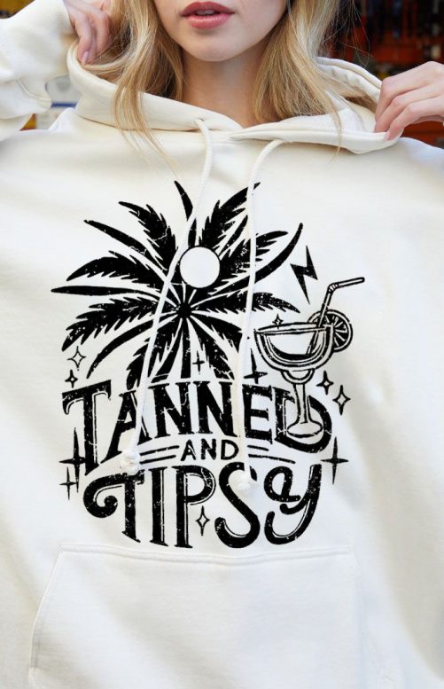 Funny Hoodie Tanned and Tipsy 2