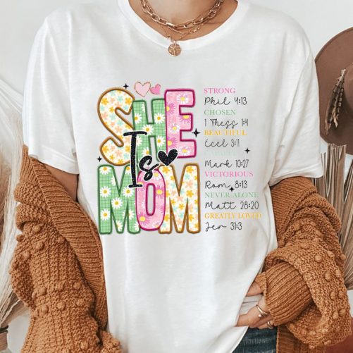Funny Mom T shirt She Is Mom Strong Chosen Gift For Mom 4
