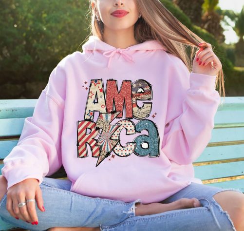 Independence Day Hoodie America Glitter 1