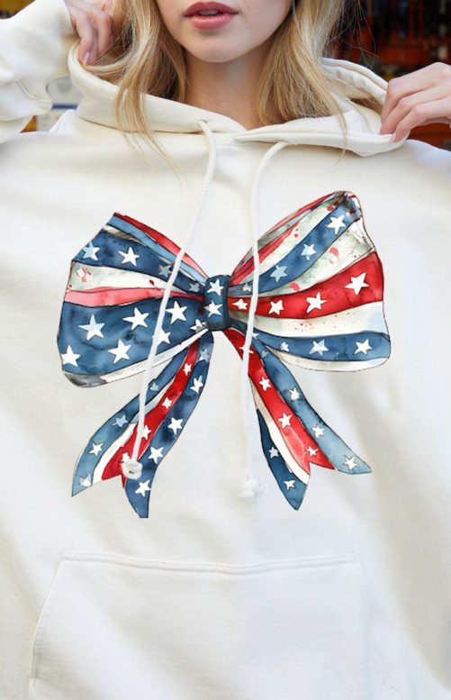 Independence Day Hoodie American Flag Bow tie 1