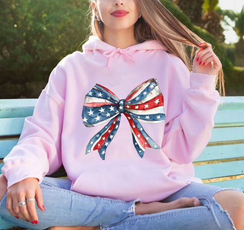 Independence Day Hoodie American Flag Bow tie