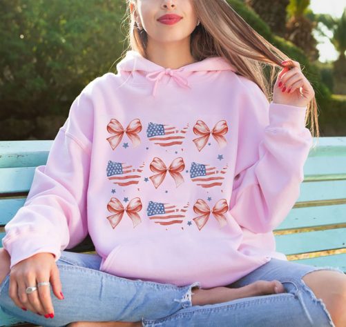 Independence Day Hoodie Coquette American Flag 1
