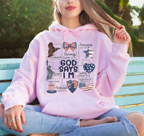 Independence Day Hoodie Coquette God Says I Am 4th of July 1