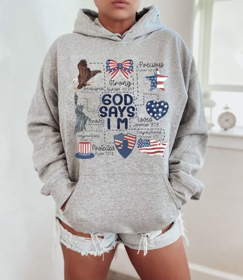 Independence Day Hoodie Coquette God Says I Am 4th of July 3